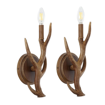 Cody 5.5" 1-Light Southwestern Bohemian Resin/Iron Faux Antler LED Sconce - JONATHAN Y